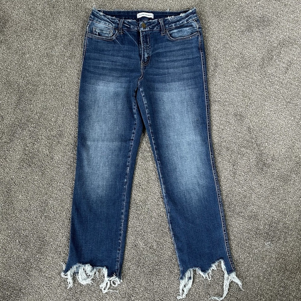 Flying Monkey Midrise Crop/Ankle Jeans Women's 29 Frayed Hem